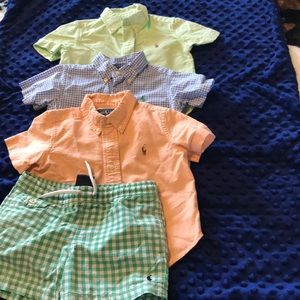 Button down Ralph Lauren shirts & 3T swim shorts